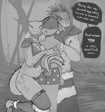 half body - two characters, contextual bg